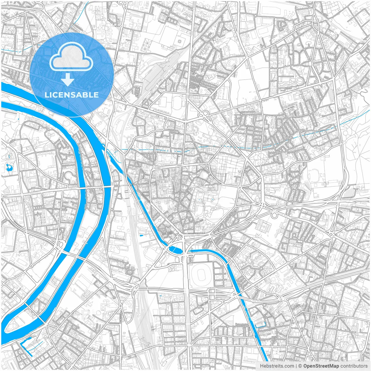 Saint-Denis, Seine-Saint-Denis, France, city map with high resolution roads.