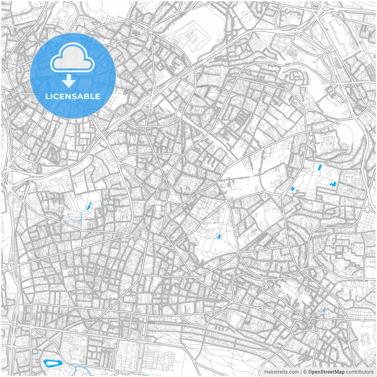 Montreuil, Seine-Saint-Denis, France, city map with high resolution roads.