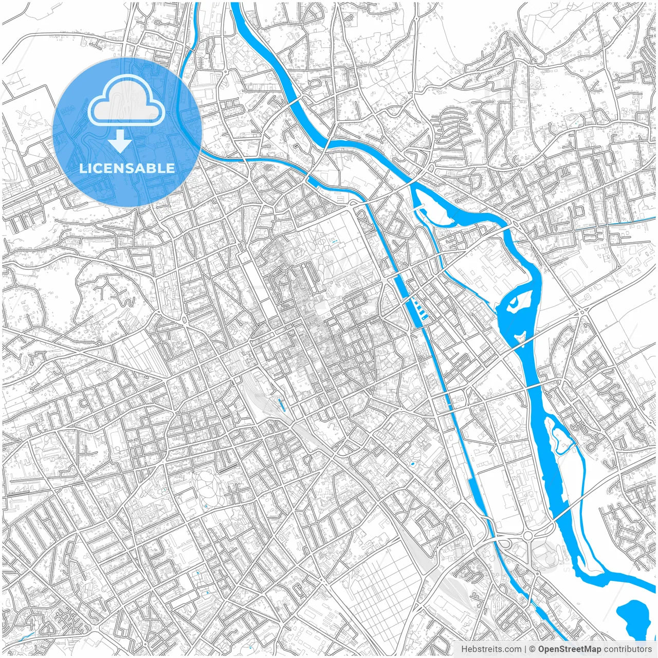 Nancy, Meurthe-et-Moselle, France, city map with high resolution roads.