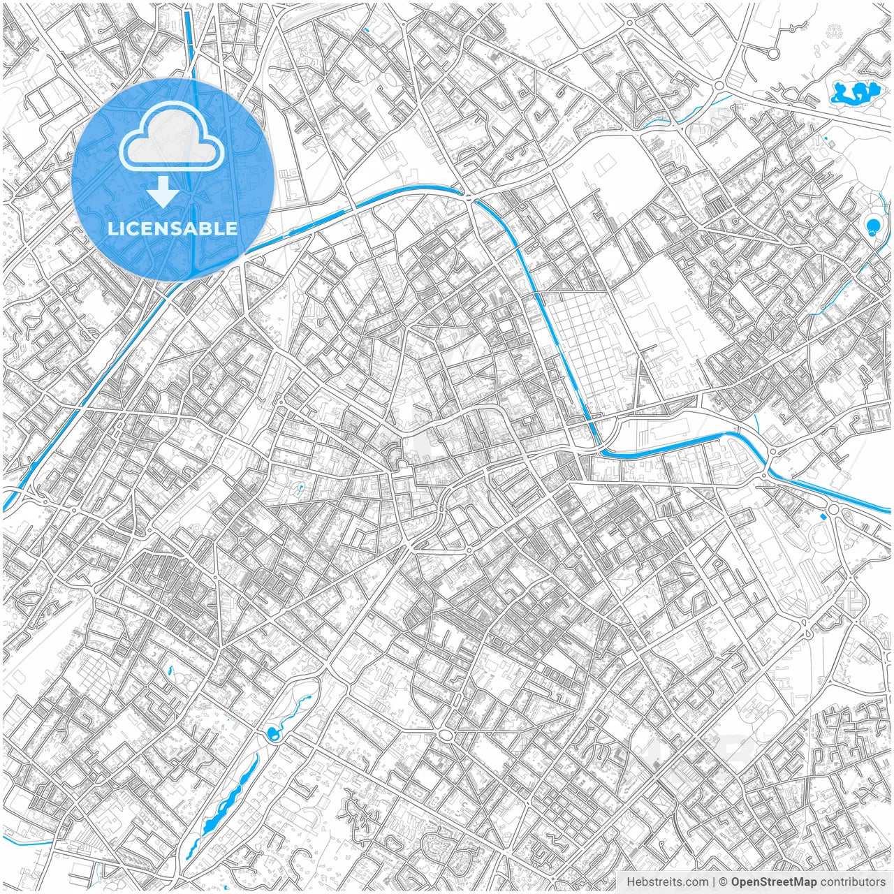 Roubaix, Nord, France, city map with high resolution roads.