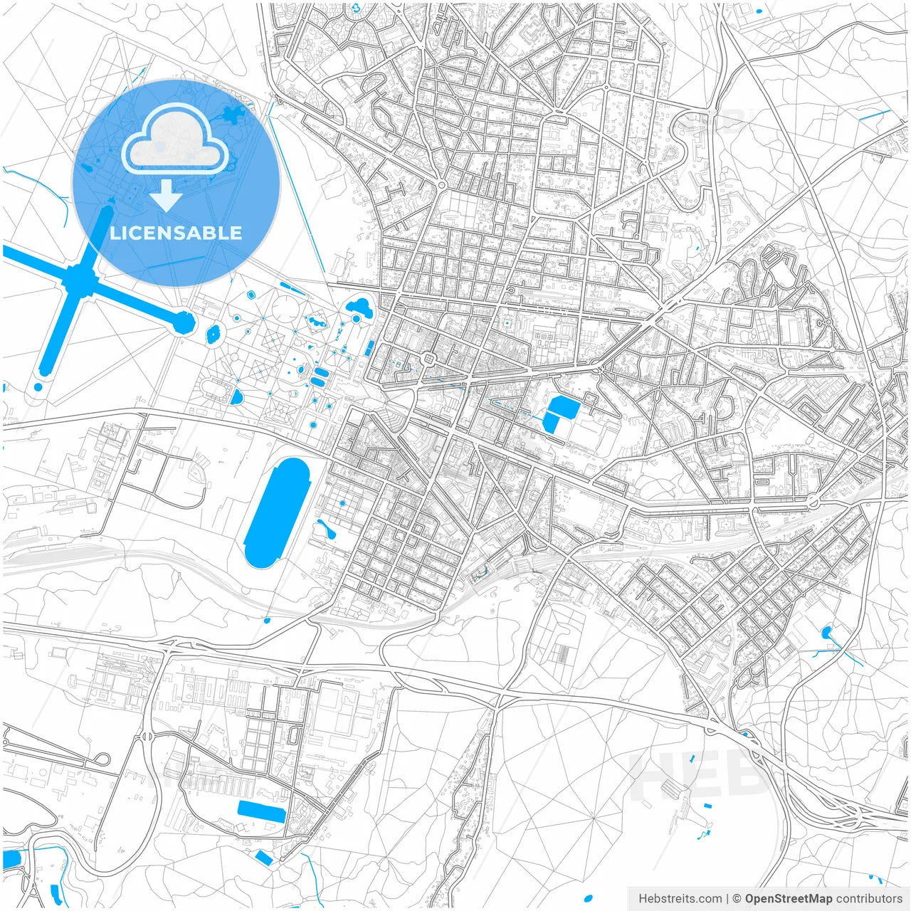 Versailles, Yvelines, France, city map with high resolution roads.