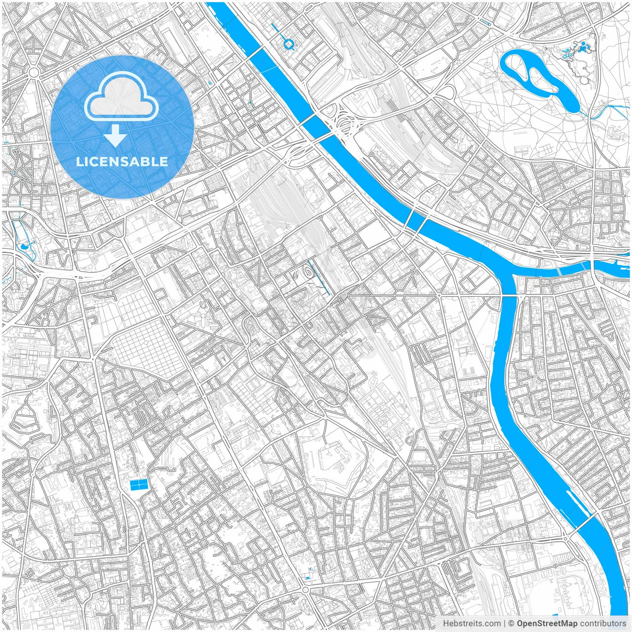 Ivry-sur-Seine, Val-de-Marne, France, city map with high resolution roads.