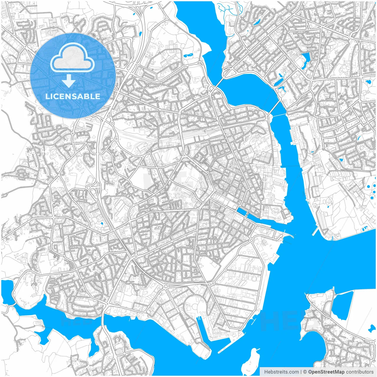 Lorient, Morbihan, France, city map with high resolution roads.