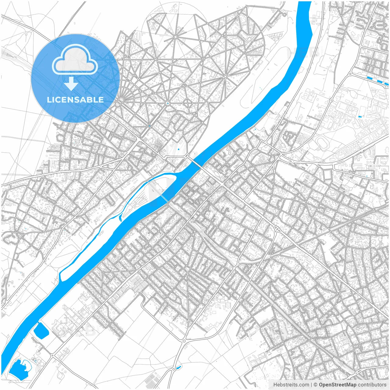 Sartrouville, Yvelines, France, city map with high resolution roads.