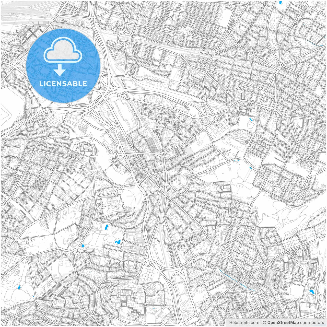 Rosny-sous-Bois, Seine-Saint-Denis, France, city map with high resolution roads.