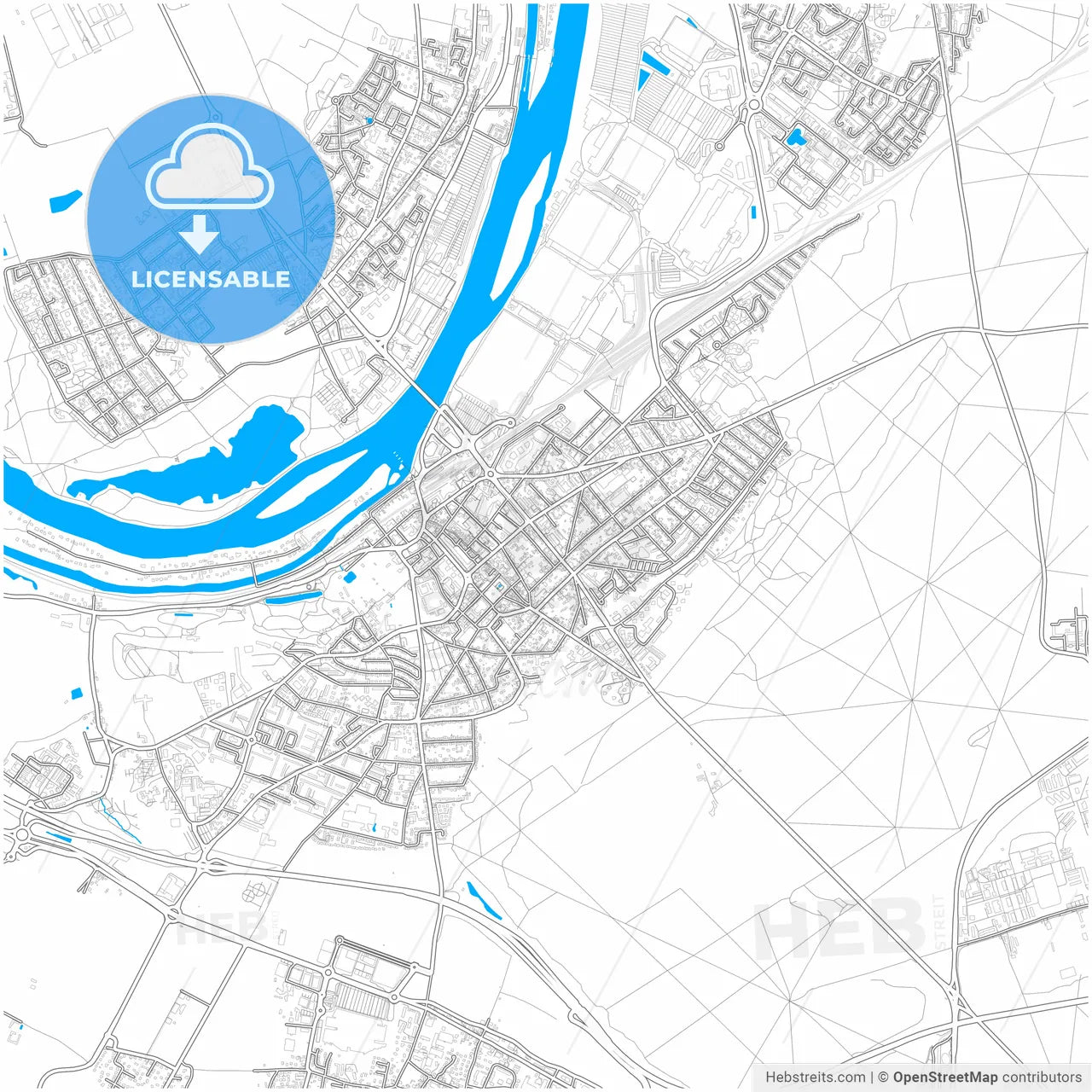 Poissy, Yvelines, France, city map with high resolution roads.