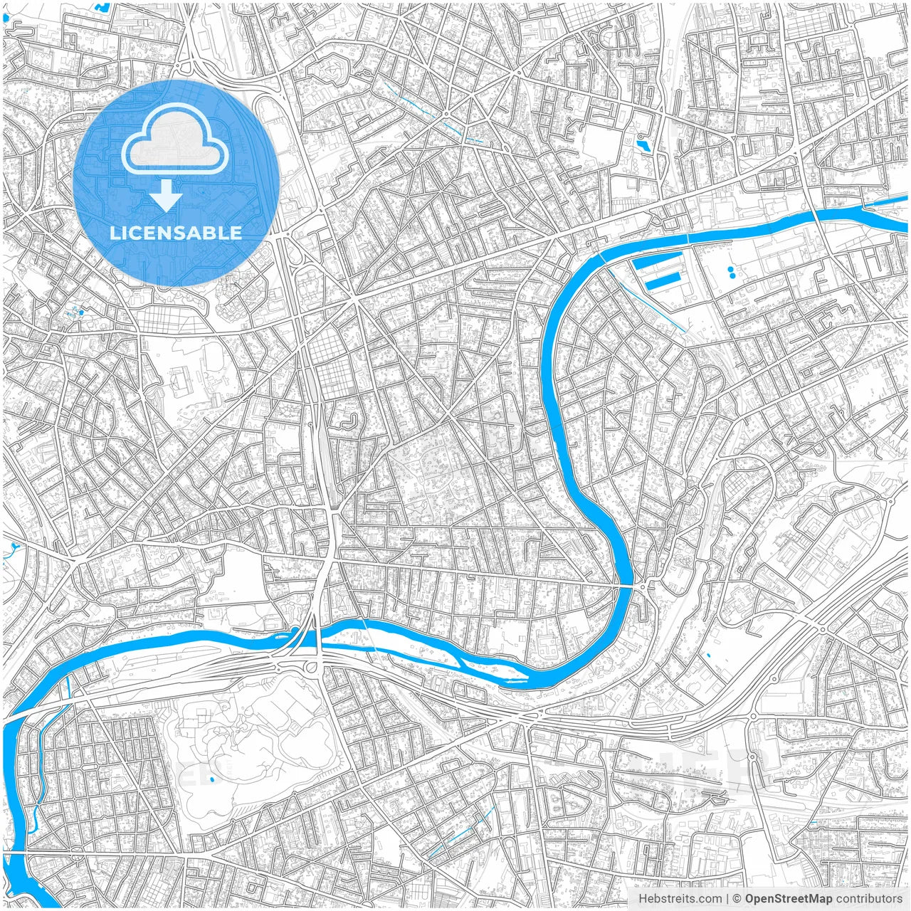 Le Perreux-sur-Marne, Val-de-Marne, France, city map with high resolution roads.