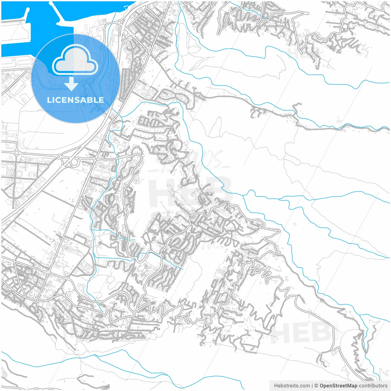 La Possession, Réunion, France, city map with high resolution roads.
