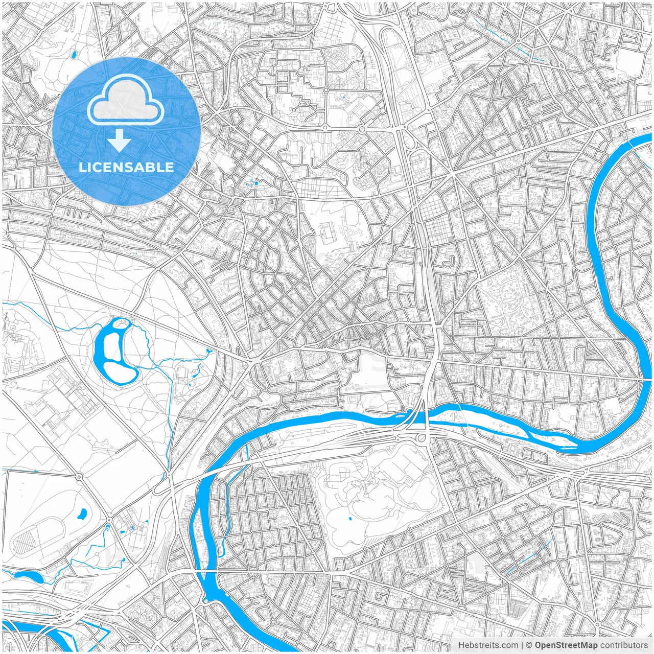 Nogent-sur-Marne, Val-de-Marne, France, city map with high resolution roads.