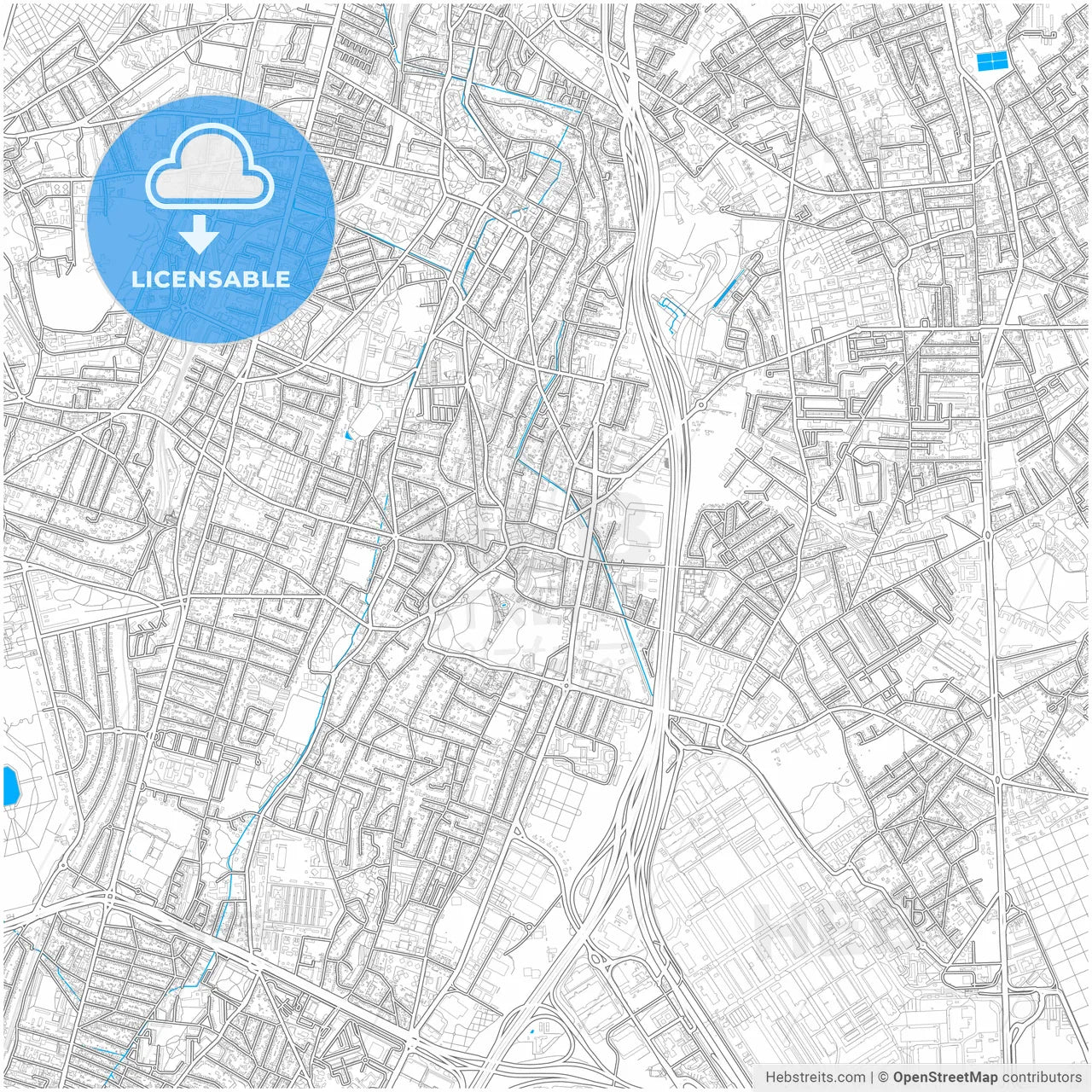 L Haÿ-les-Roses, Val-de-Marne, France, city map with high resolution roads.