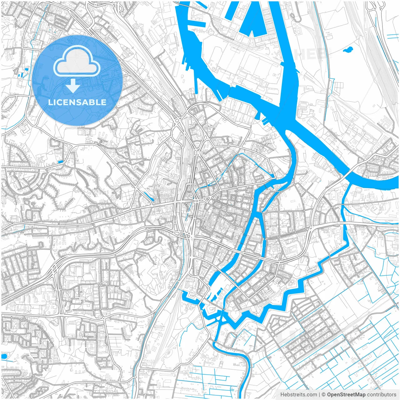 Gdańsk, Pomeranian, Poland, city map with high resolution roads.