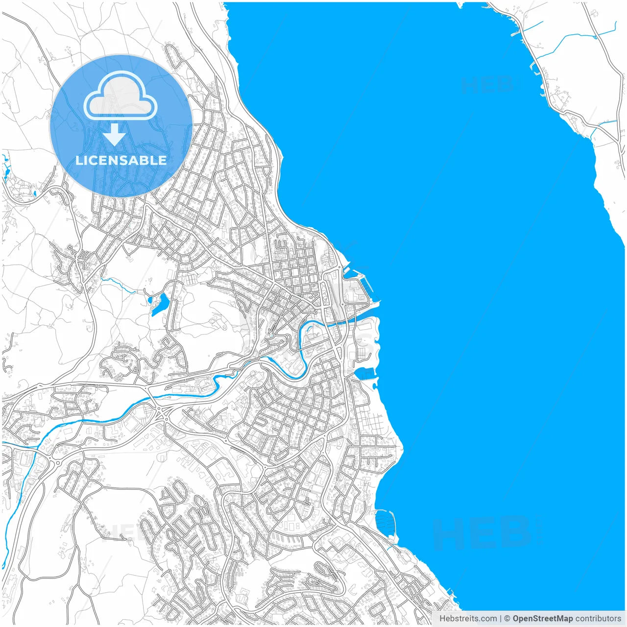Gjøvik, Oppland, Norway, city map with high resolution roads.