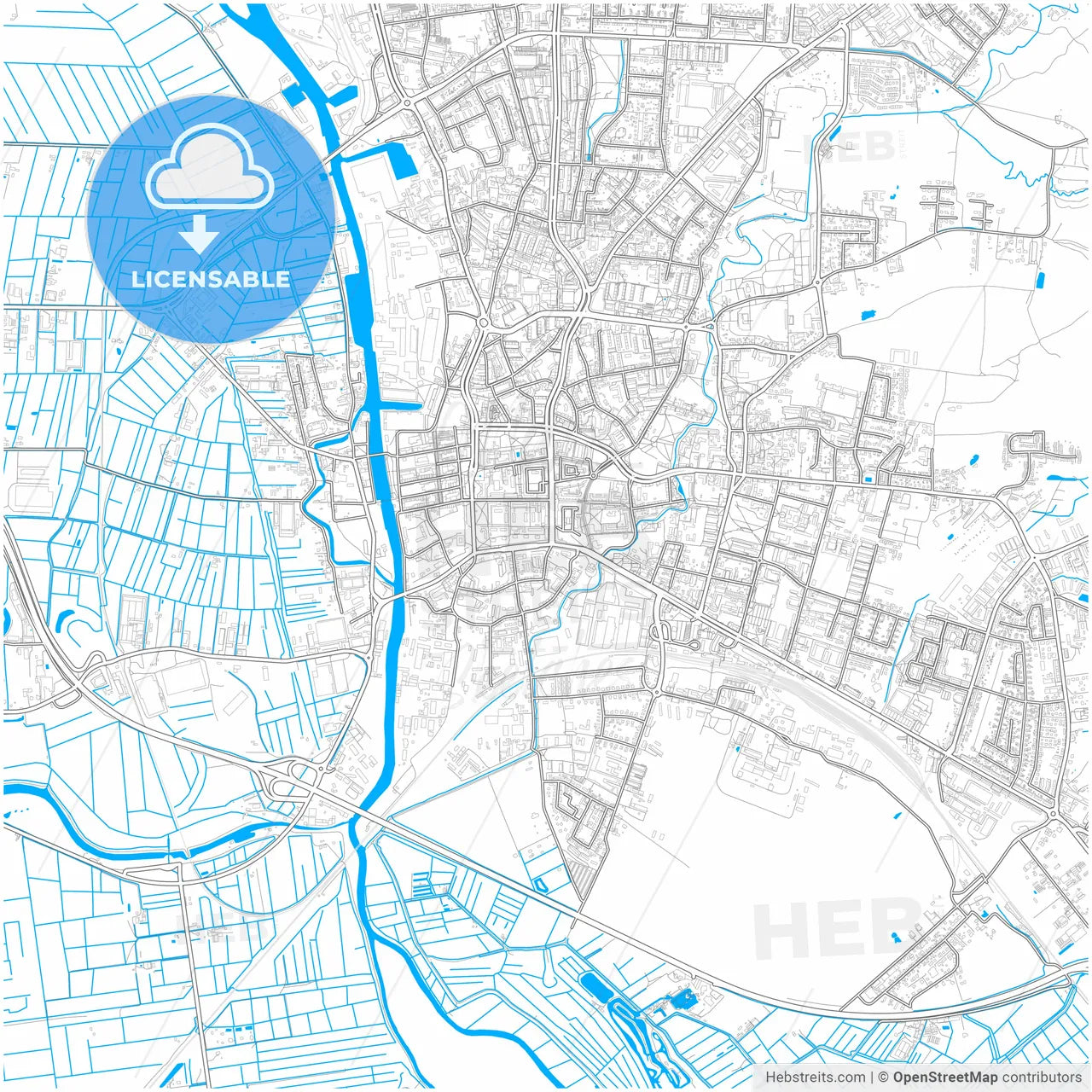 Elbląg, Warmian-Masurian, Poland, city map with high resolution roads.