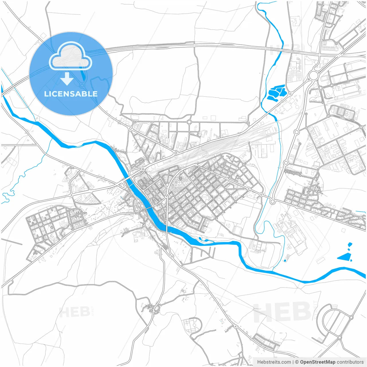 Miranda de Ebro, Burgos, Spain, city map with high resolution roads.
