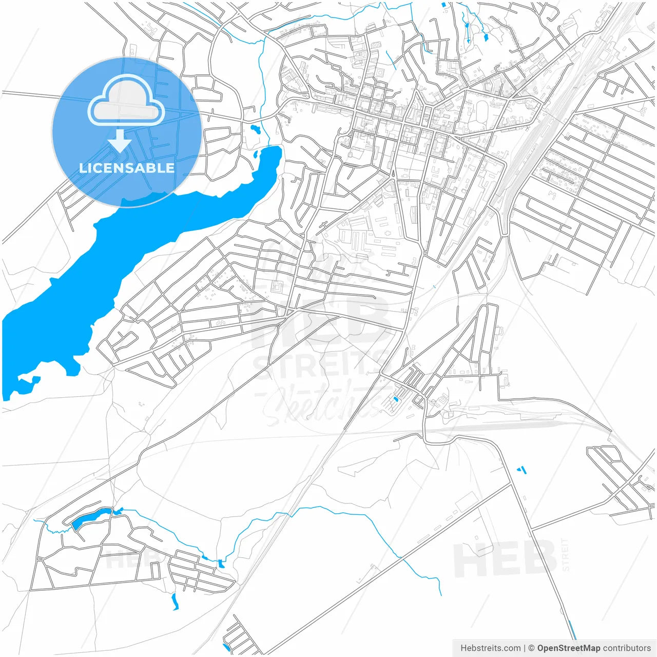 Fastiv, Kyiv Oblast, Ukraine, city map with high resolution roads.