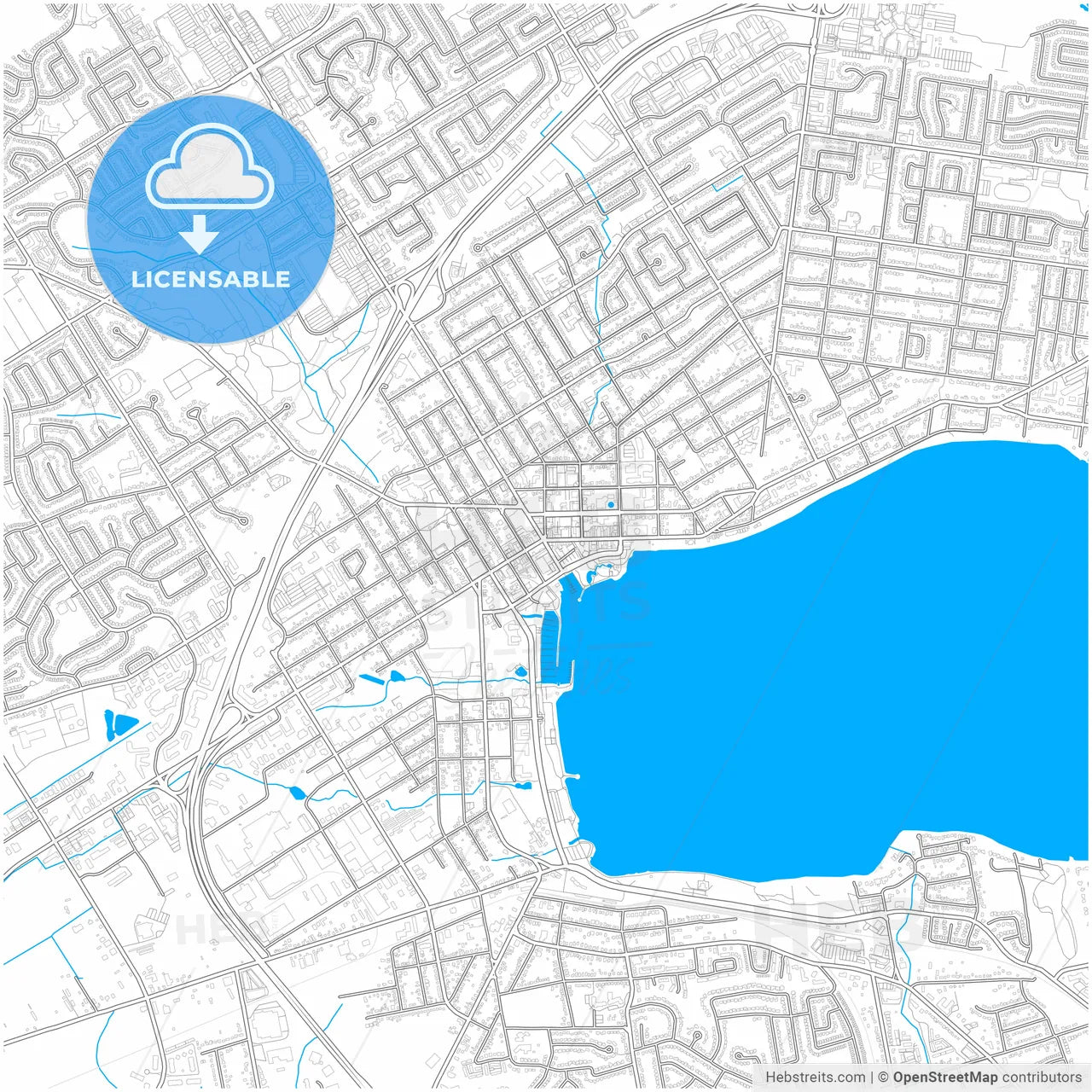 Barrie, Ontario, Canada, city map with high resolution roads.