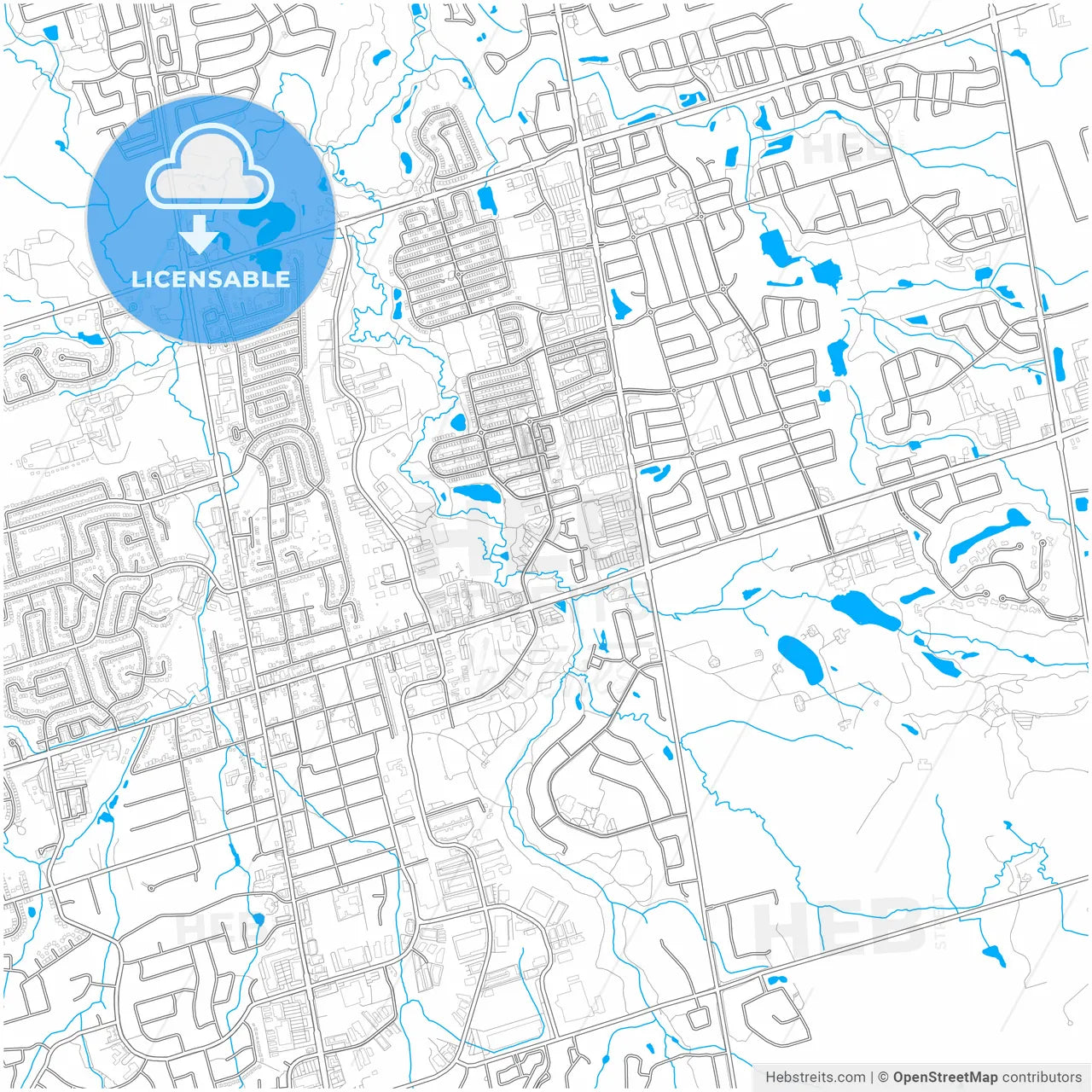 Aurora, Ontario, Canada, city map with high resolution roads.