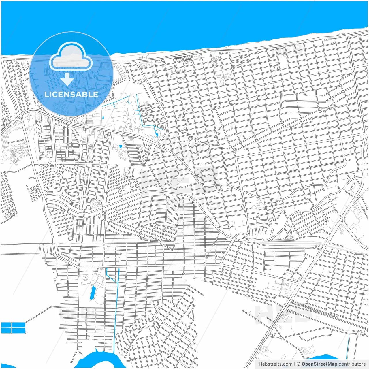 Coatzacoalcos, Veracruz, Mexico, city map with high resolution roads.