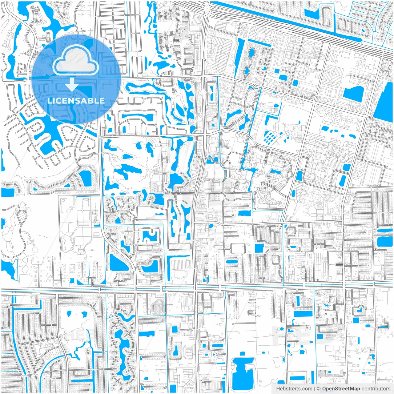 Davie, Florida, United States, city map with high resolution roads.
