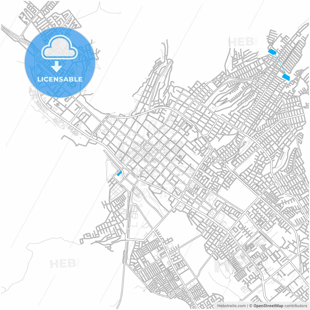 Copiapo, Chile, city map with high resolution roads.