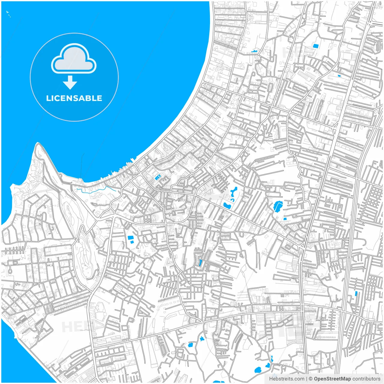 Pattaya, Chonburi, Thailand, city map with high resolution roads.