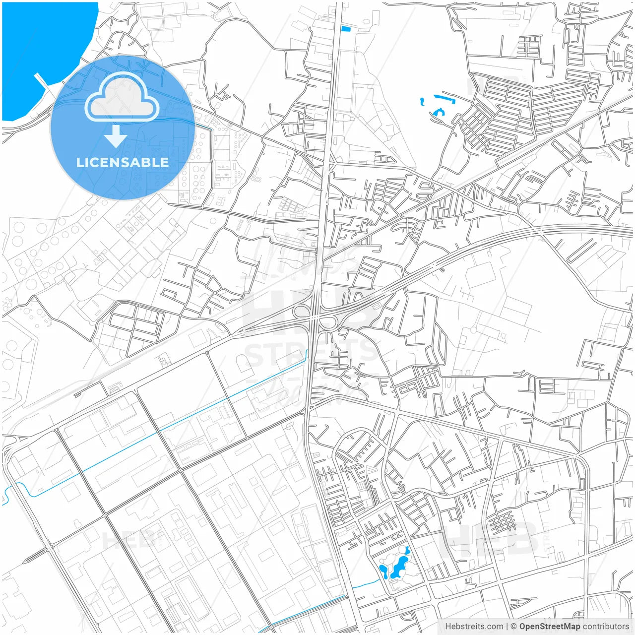Laem Chabang, Chonburi, Thailand, city map with high resolution roads.