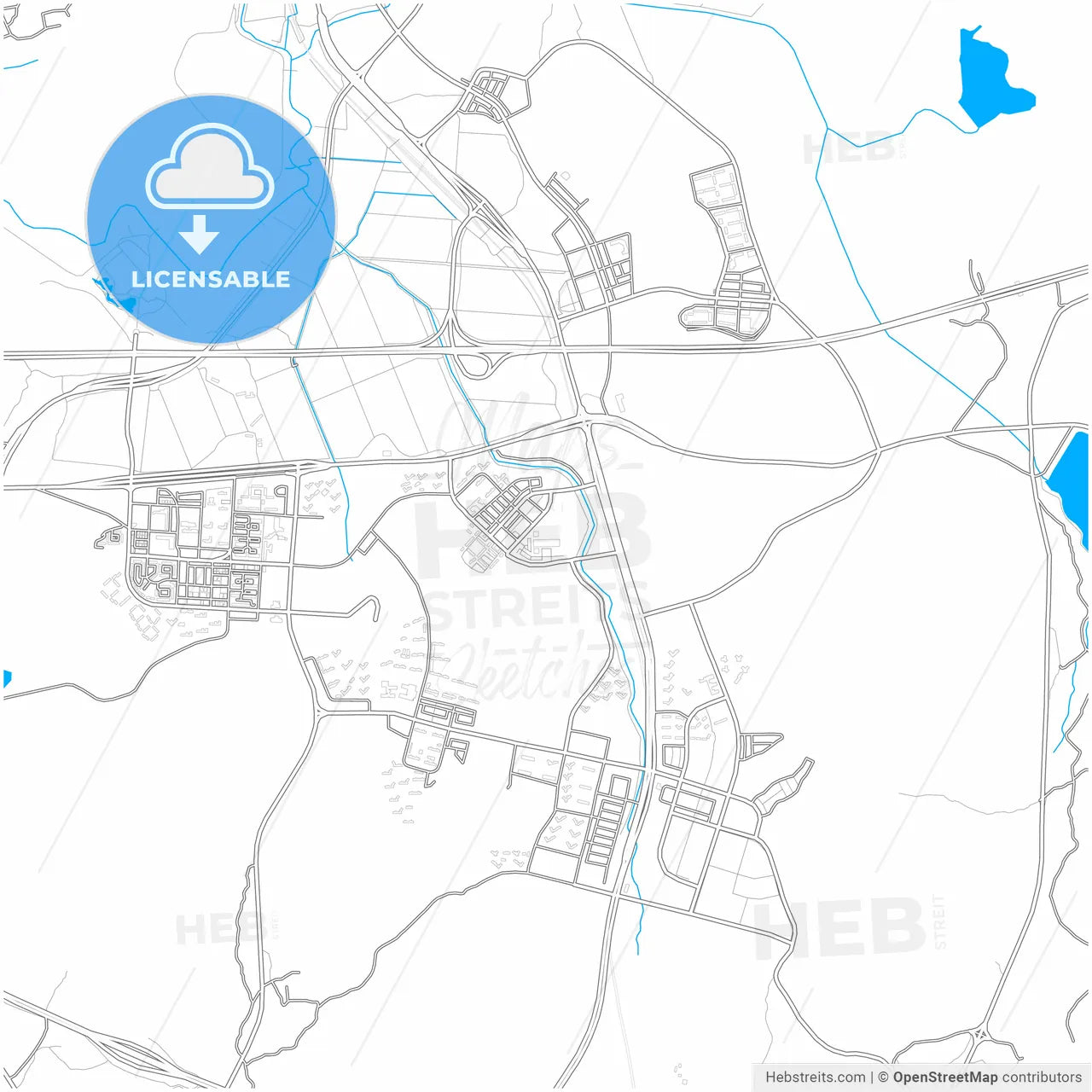 Siheung, Gyeonggi, South Korea, city map with high resolution roads.
