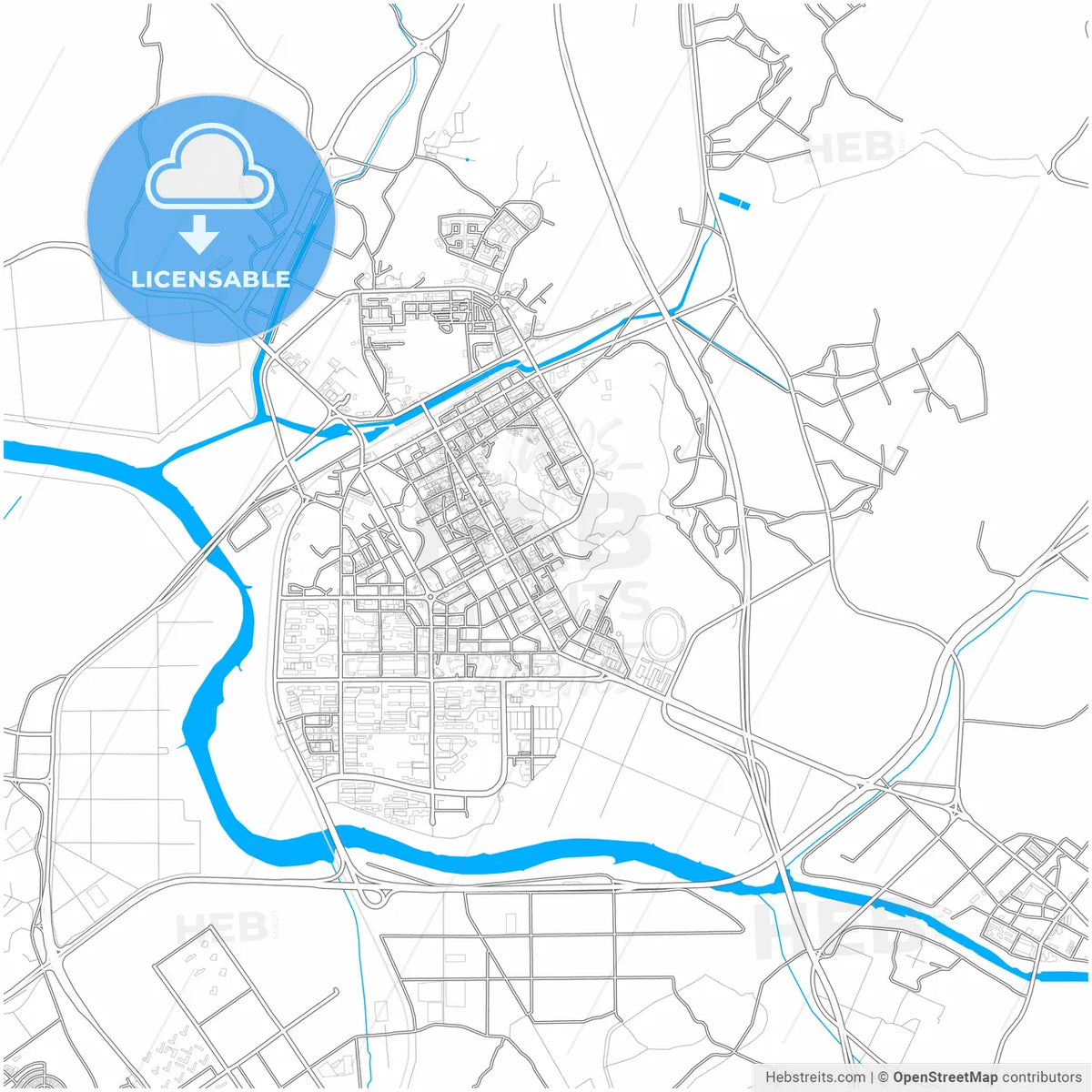 Paju, Gyeonggi, South Korea, city map with high resolution roads.
