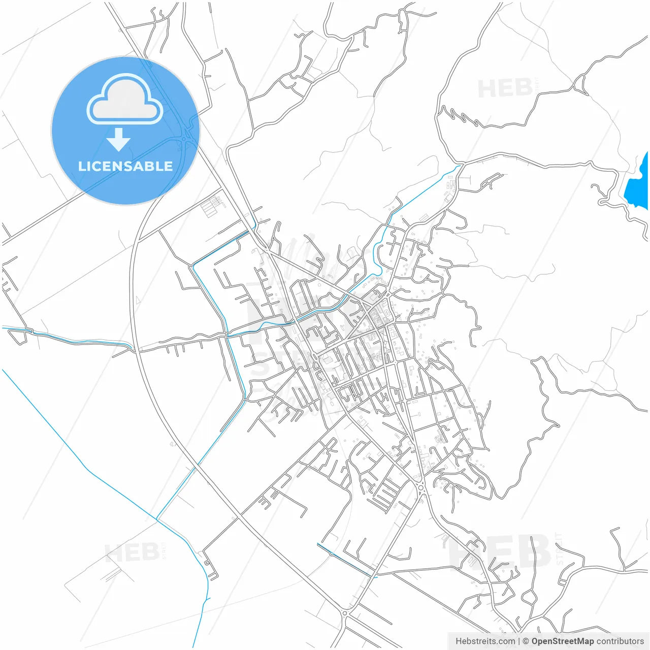 Lushnjë, Albania, city map with high resolution roads.