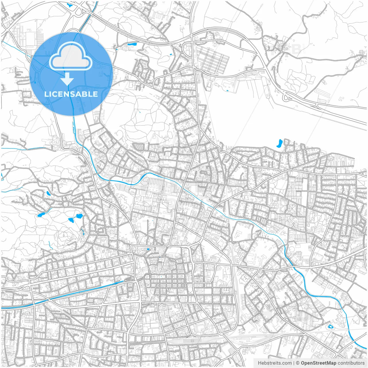Klagenfurt, Carinthia, Austria, city map with high resolution roads.