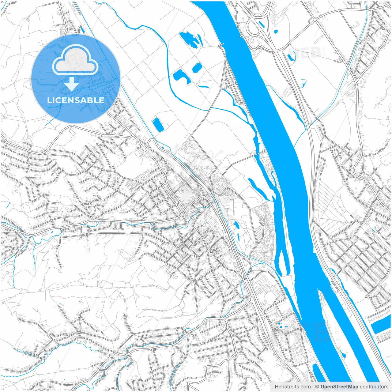 Klosterneuburg, Lower Austria, Austria, city map with high resolution roads.