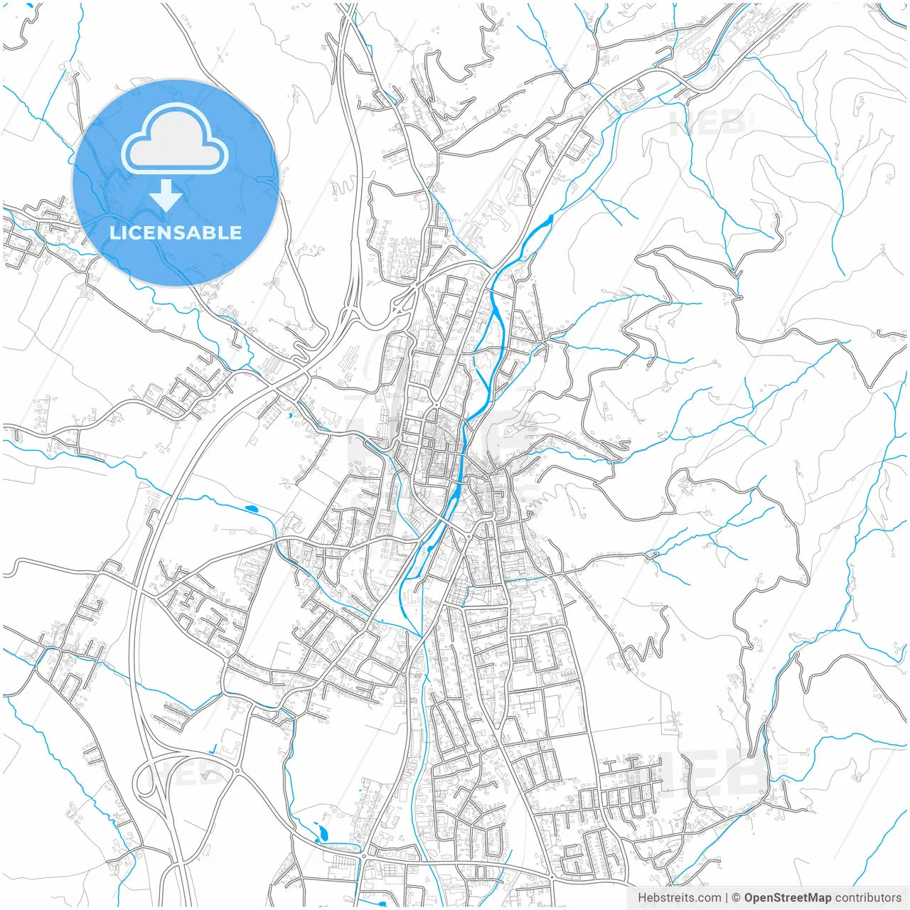 Wolfsberg, Carinthia, Austria, city map with high resolution roads.