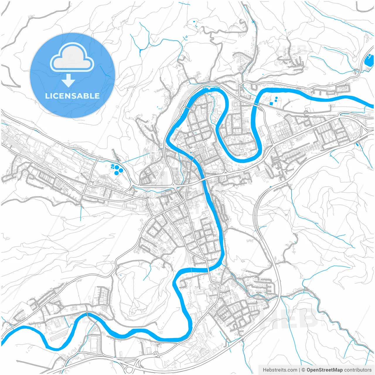 Leoben, Styria, Austria, city map with high resolution roads.