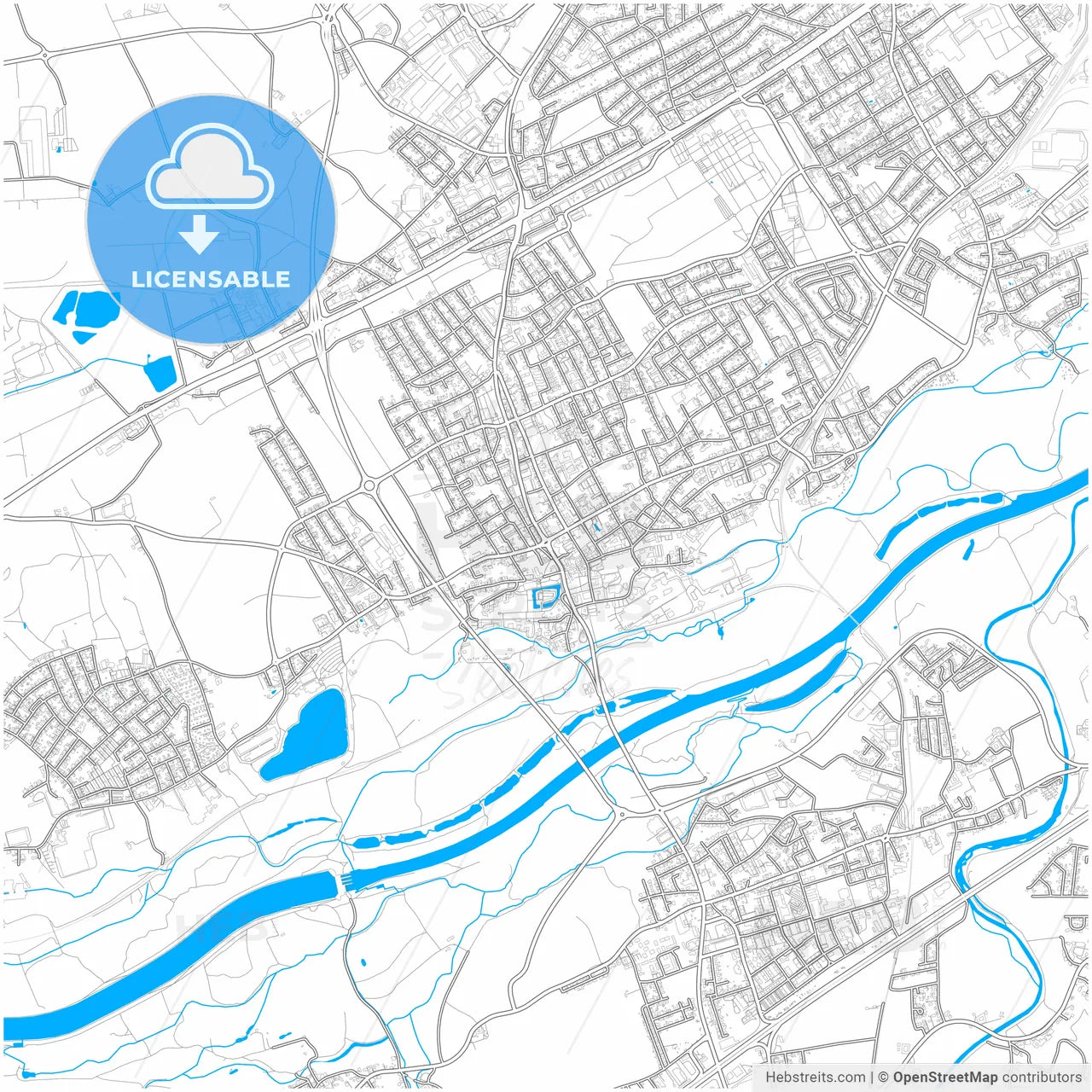 Traun, Upper Austria, Austria, city map with high resolution roads.