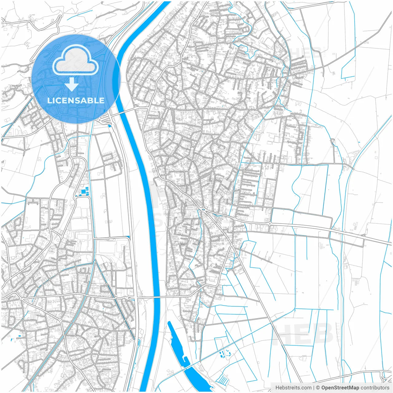 Lustenau, Vorarlberg, Austria, city map with high resolution roads.