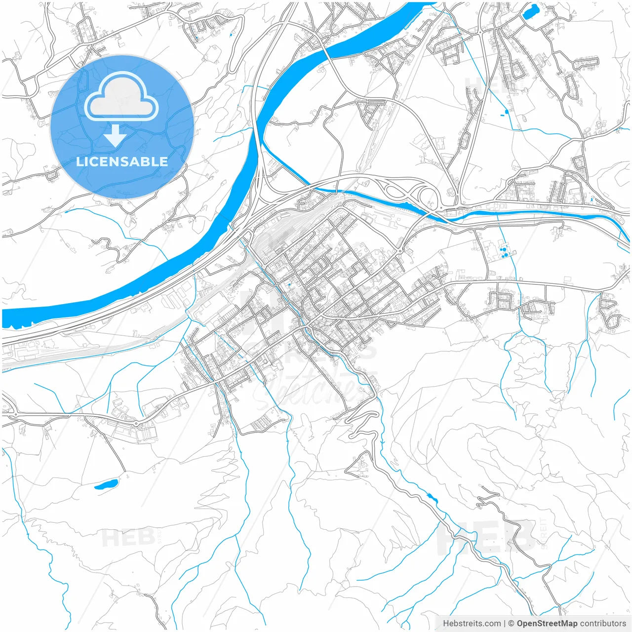Wörgl, Tyrol, Austria, city map with high resolution roads.