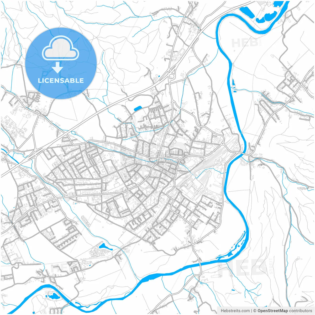 Knittelfeld, Styria, Austria, city map with high resolution roads.