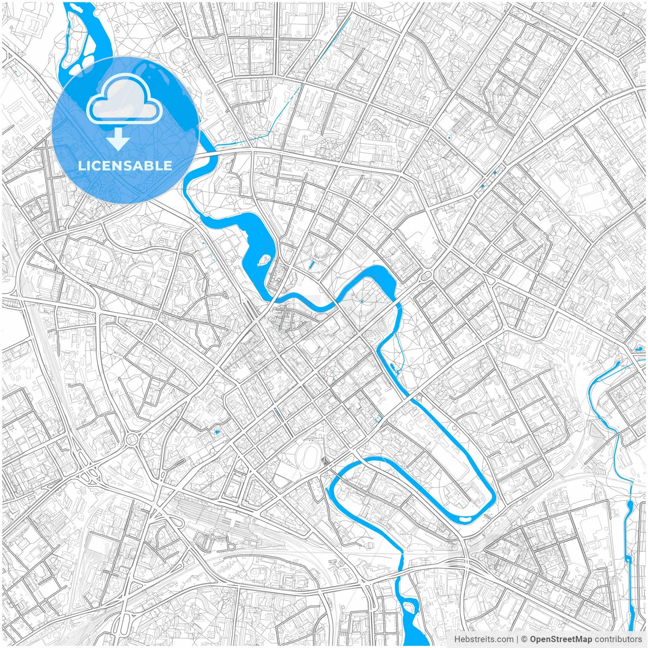 Minsk, Belarus, city map with high resolution roads.