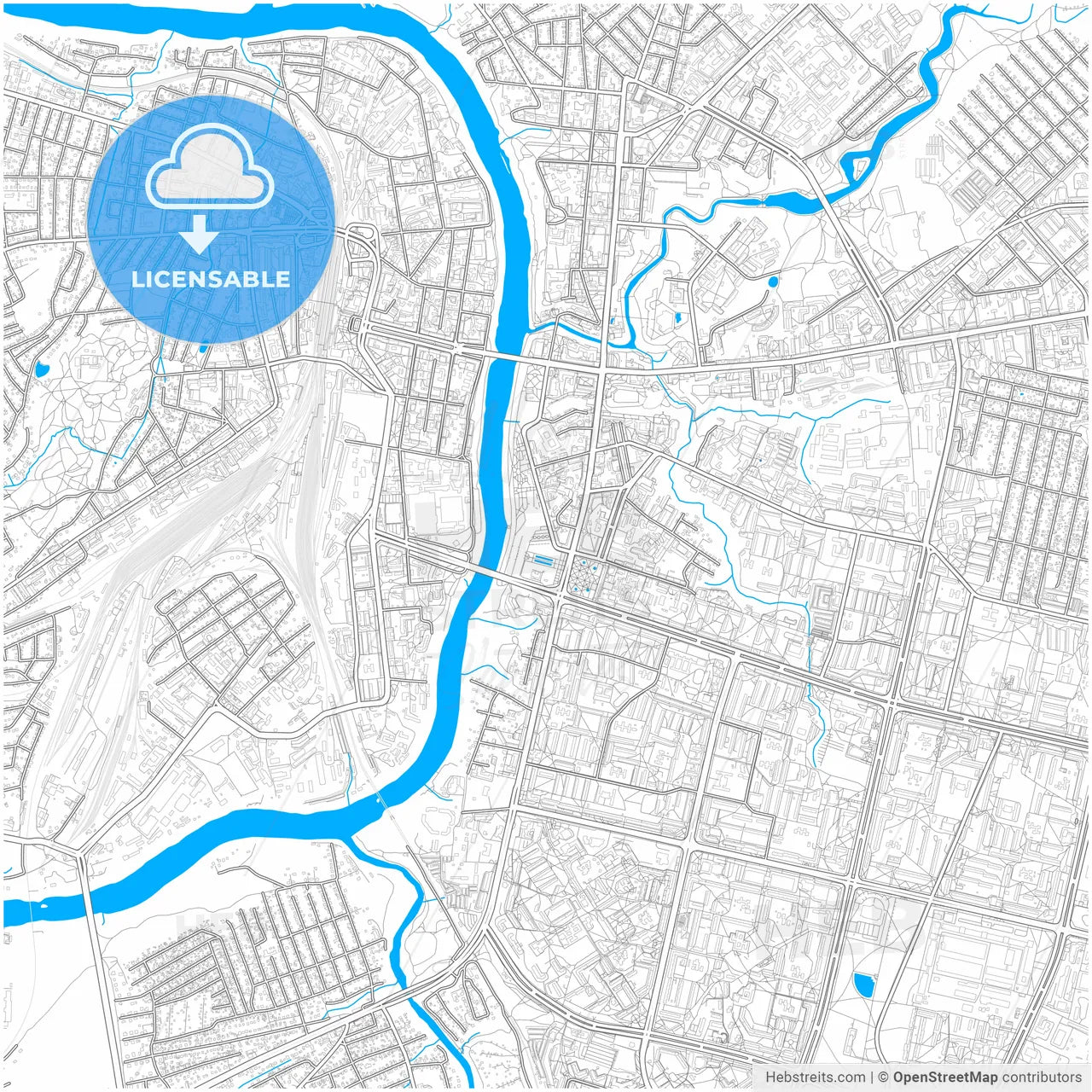 Vitebsk, Voblasć, Belarus, city map with high resolution roads.
