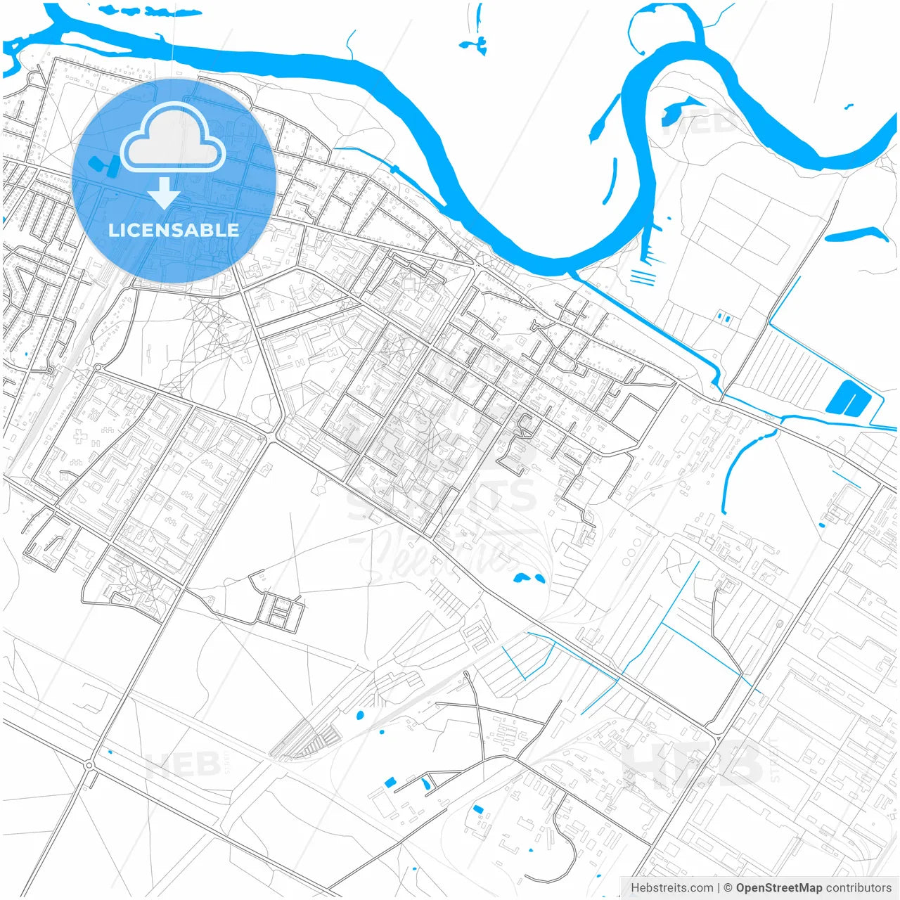 Svietlahorsk, Rajon, Belarus, city map with high resolution roads.