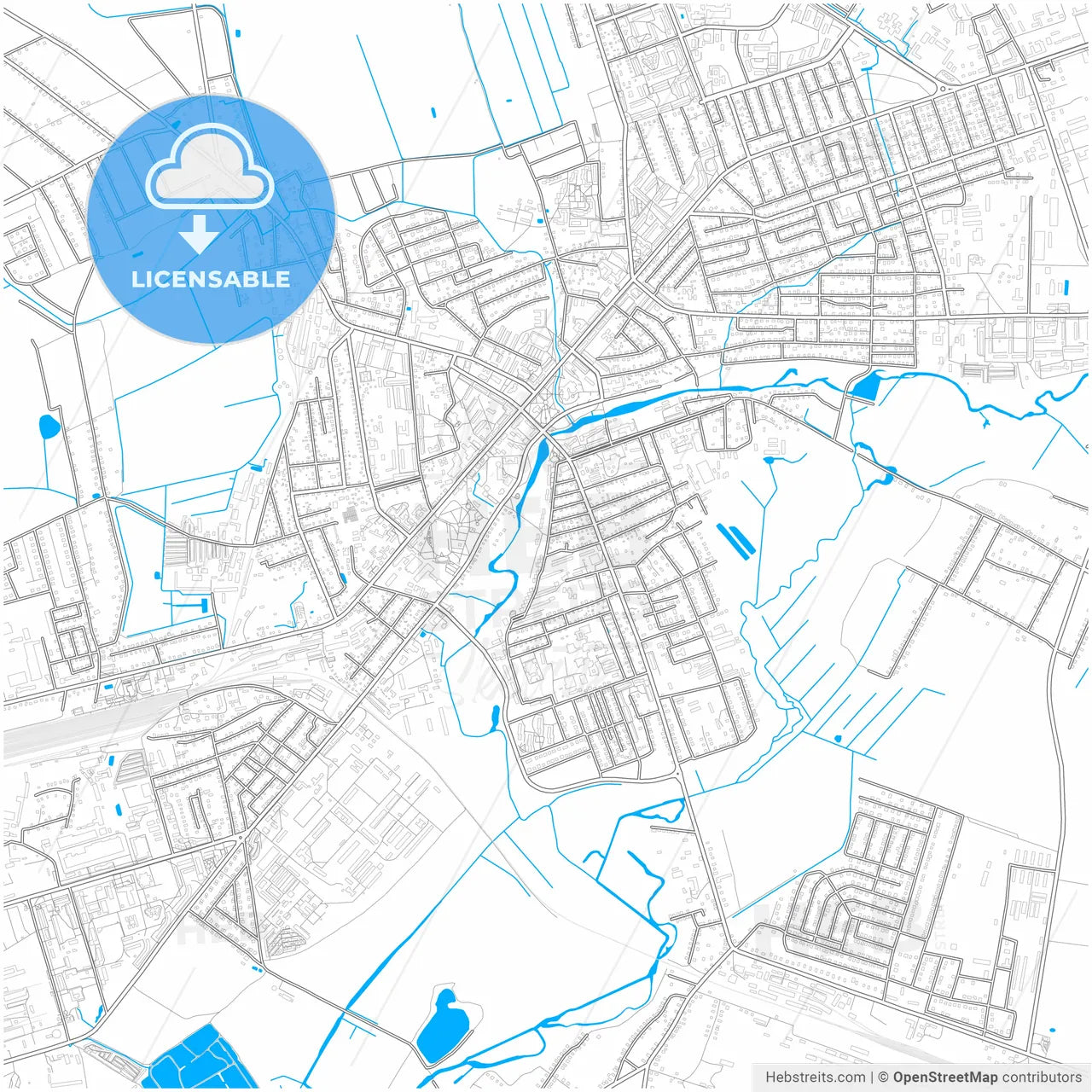 Slutsk, Rajon, Belarus, city map with high resolution roads.