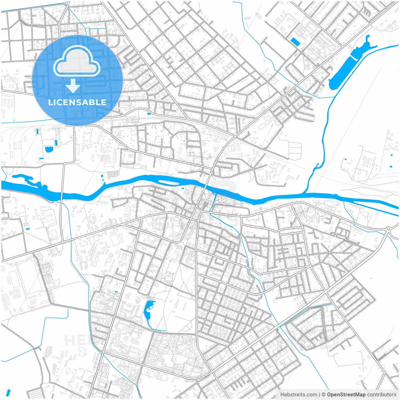 Kobryn, Rajon, Belarus, city map with high resolution roads.