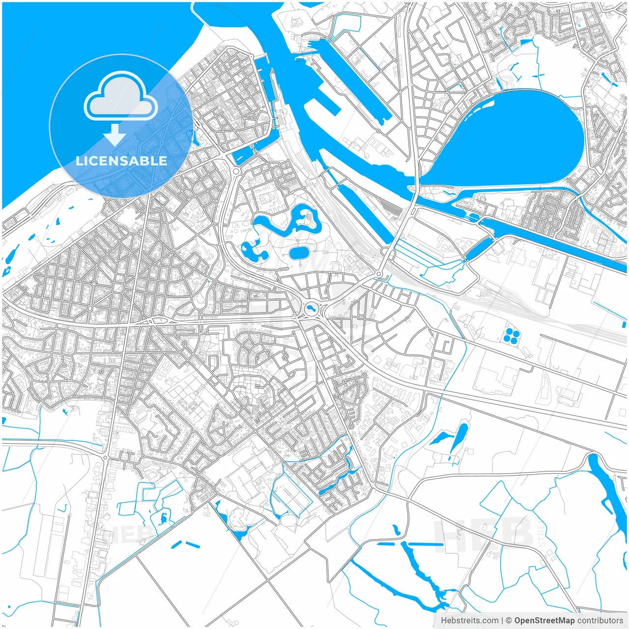Ostend, West Flanders, Belgium, city map with high resolution roads.
