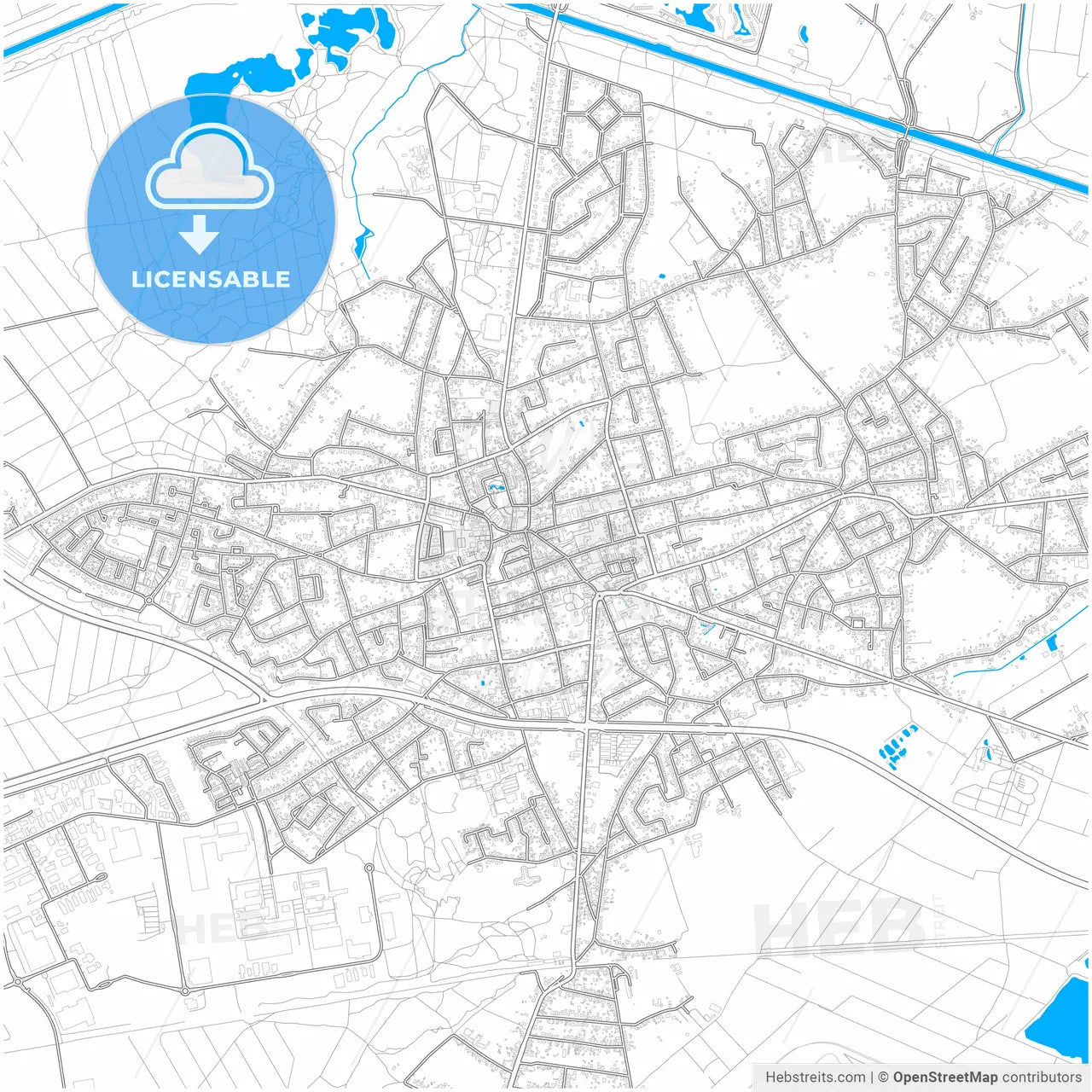 Lommel, Limburg, Belgium, city map with high resolution roads.