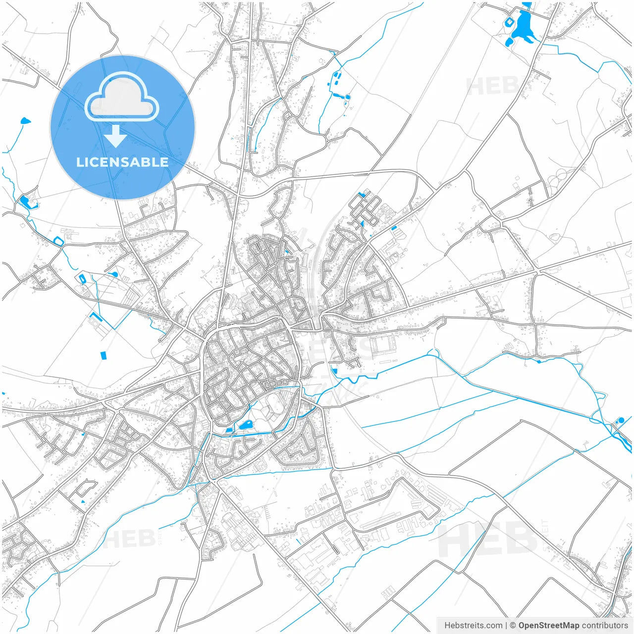 Tongeren, Limburg, Belgium, city map with high resolution roads.