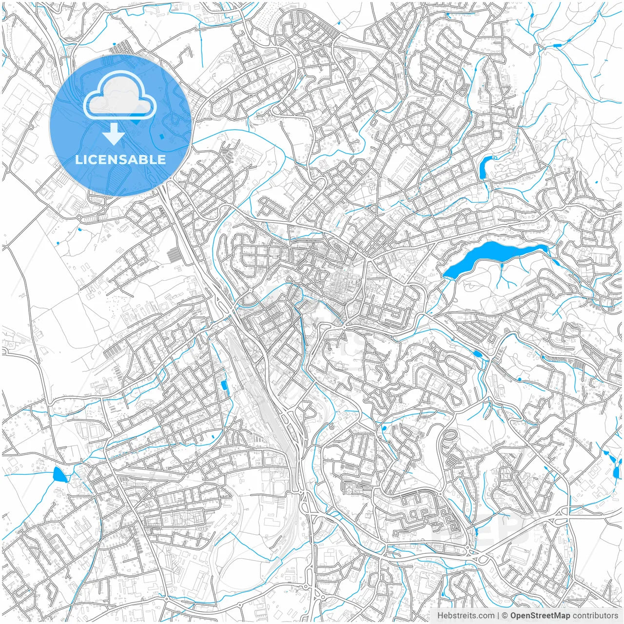 Liberec, Czechia, city map with high resolution roads.