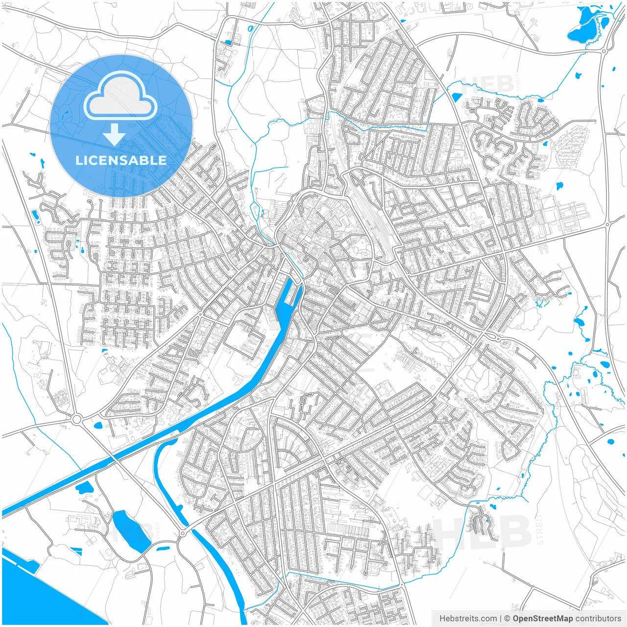 Næstved Municipality, Denmark, city map with high resolution roads.