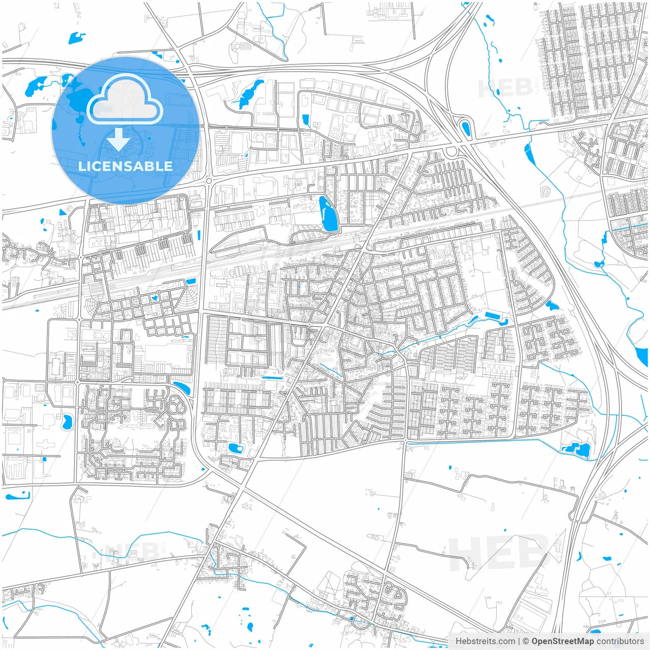 Taastrup Municipality, Denmark, city map with high resolution roads.