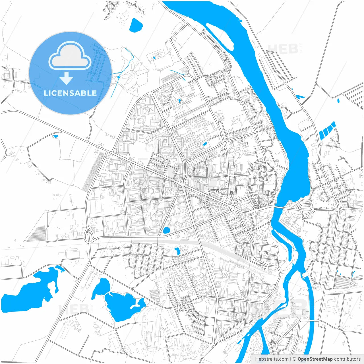 Narva, Ida-Viru, Estonia, city map with high resolution roads.
