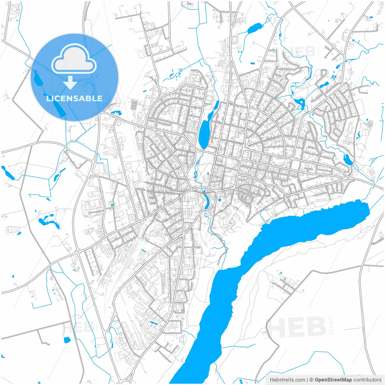 Viljandi, Viljandi, Estonia, city map with high resolution roads.